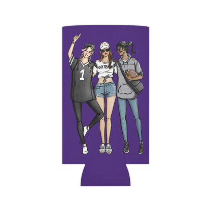 Keepsake Couture Fashion Illustrated Game Day Slim Can Cooler - PURPLE TEAMS