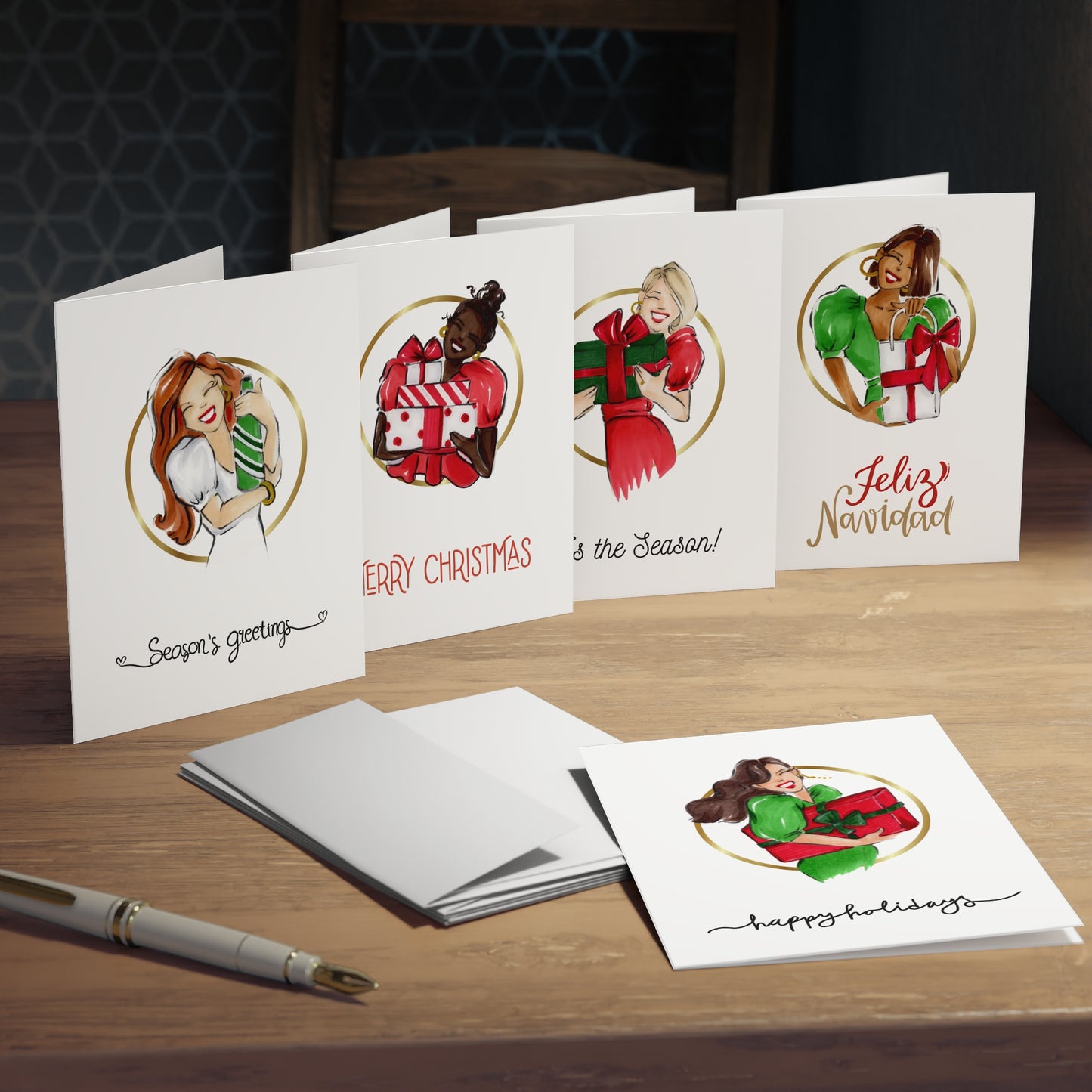 Fashion Illustrated Holiday Greeting Cards (5-Pack)