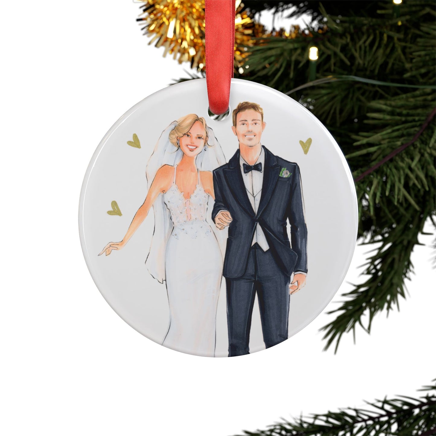 Custom Illustrated Acrylic Ornament with Ribbon