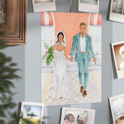 Megan & Nick's Wedding Illustration Unframed Print