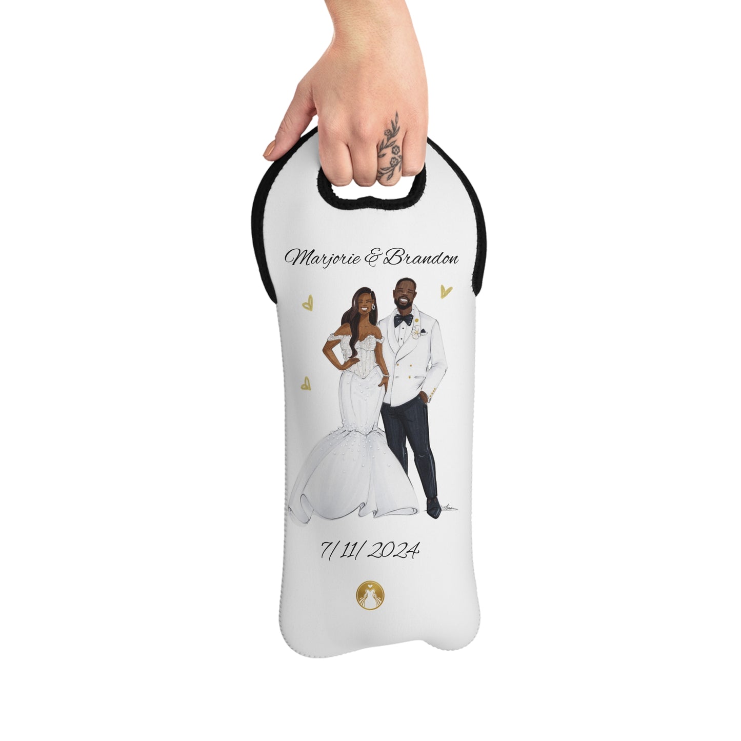 Custom Illustrated Wine Tote Bag