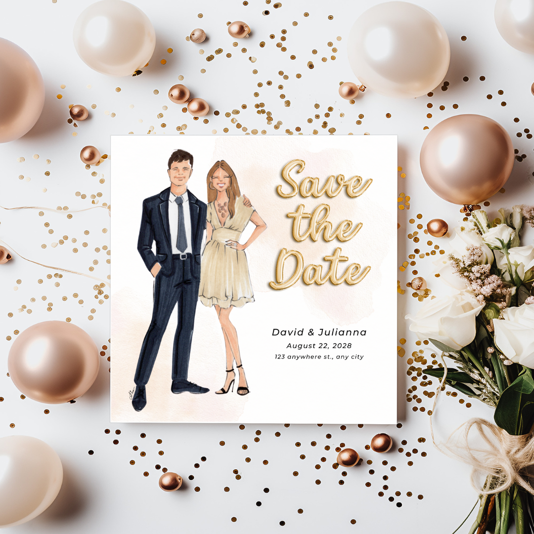 Custom Illustrated Save the Date Cards – Keepsake Couture
