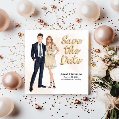 Custom Illustrated Save the Date Cards