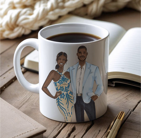 Custom Fashion Illustrated Mug with Personalized Name & Event Date (11oz)