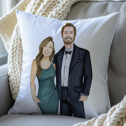 Custom Fashion Illustrated Pillow with Personalized Name & Event Date