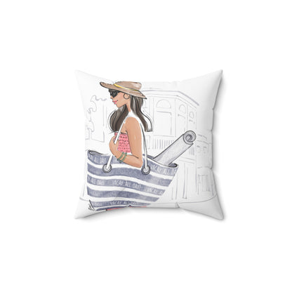 Keepsake Couture Inspirational Journey Fashion Illustrated Square Pillow