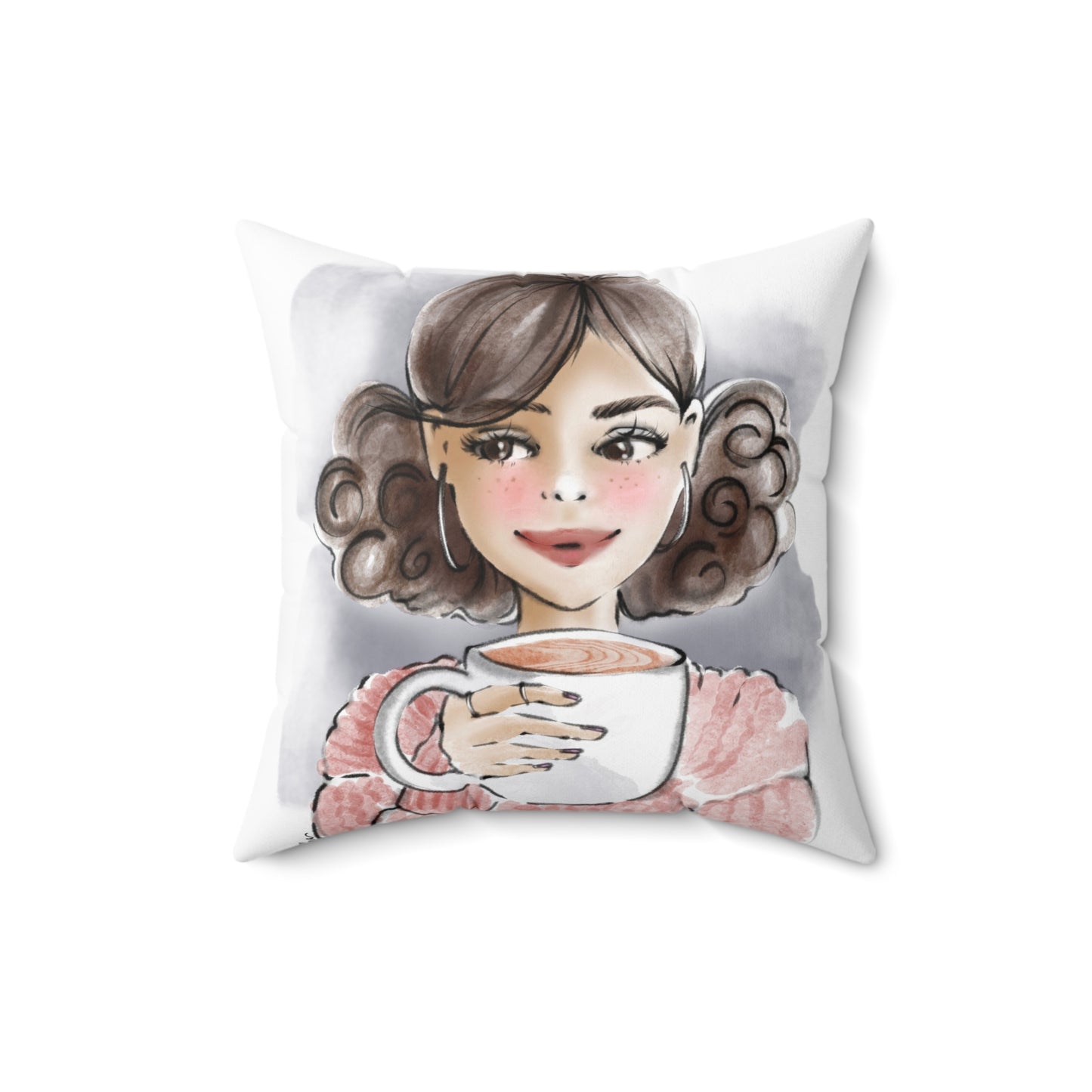 Keepsake Couture Coffee Lover Inspirational Fashion Illustrated Square Pillow