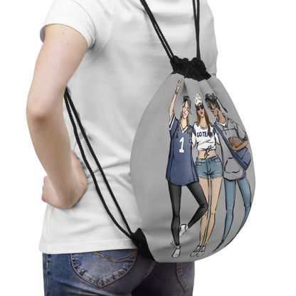 Keepsake Couture Fashion Illustrated Game Day Drawstring Bag - NAVY TEAMS