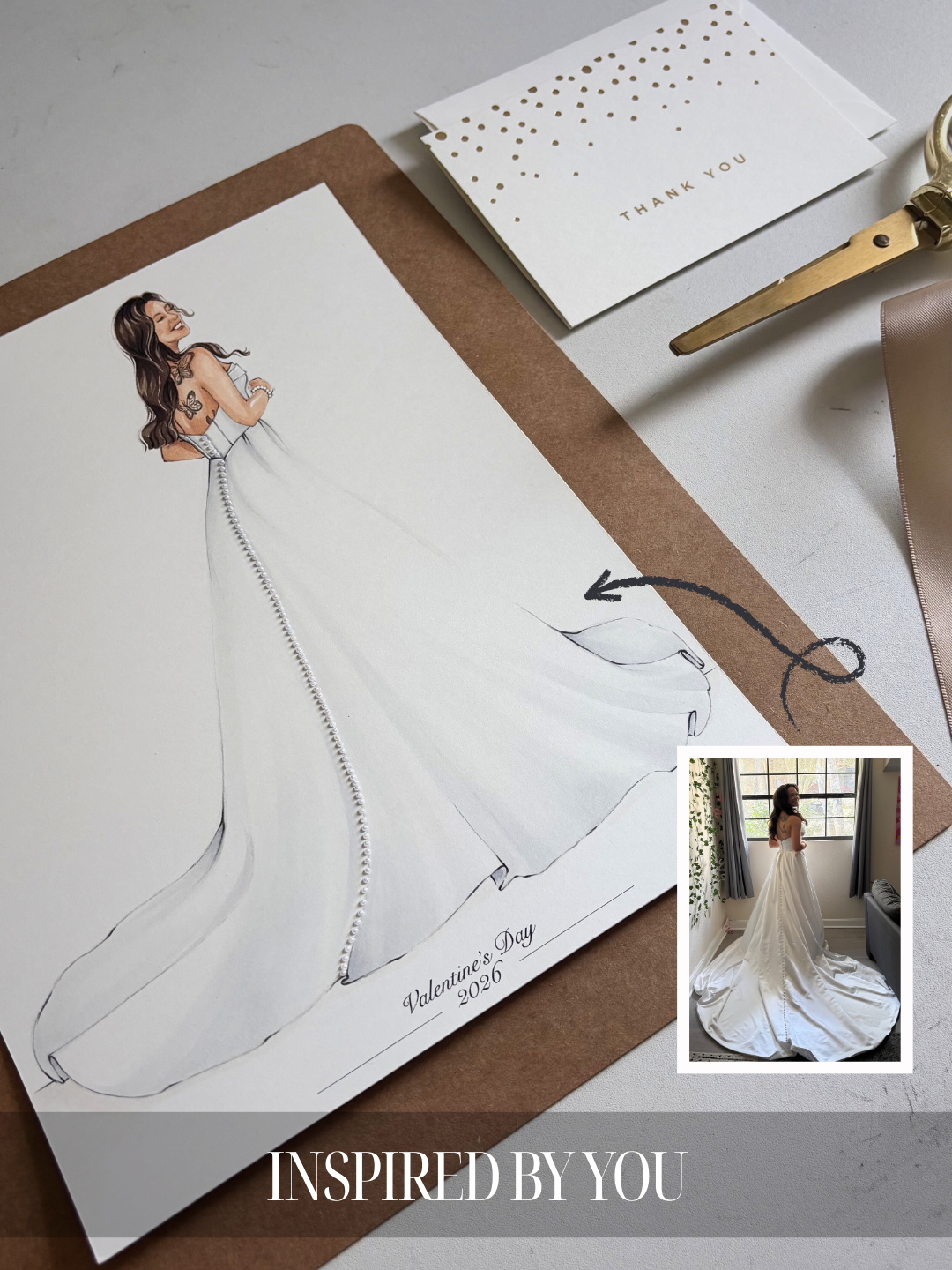 Framed Custom Bride Fashion Illustration