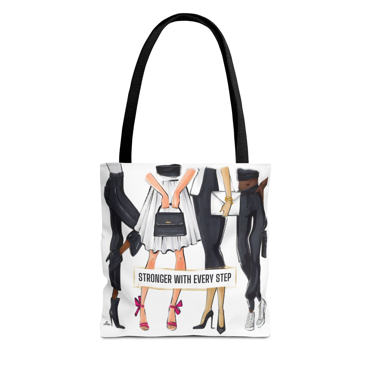 Stronger with Every Step Fashion Illustrated Tote Bag