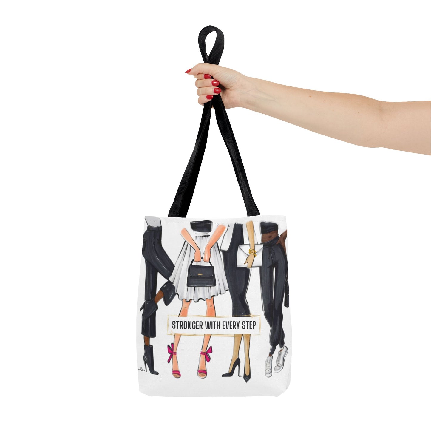 Stronger with Every Step Fashion Illustrated Tote Bag