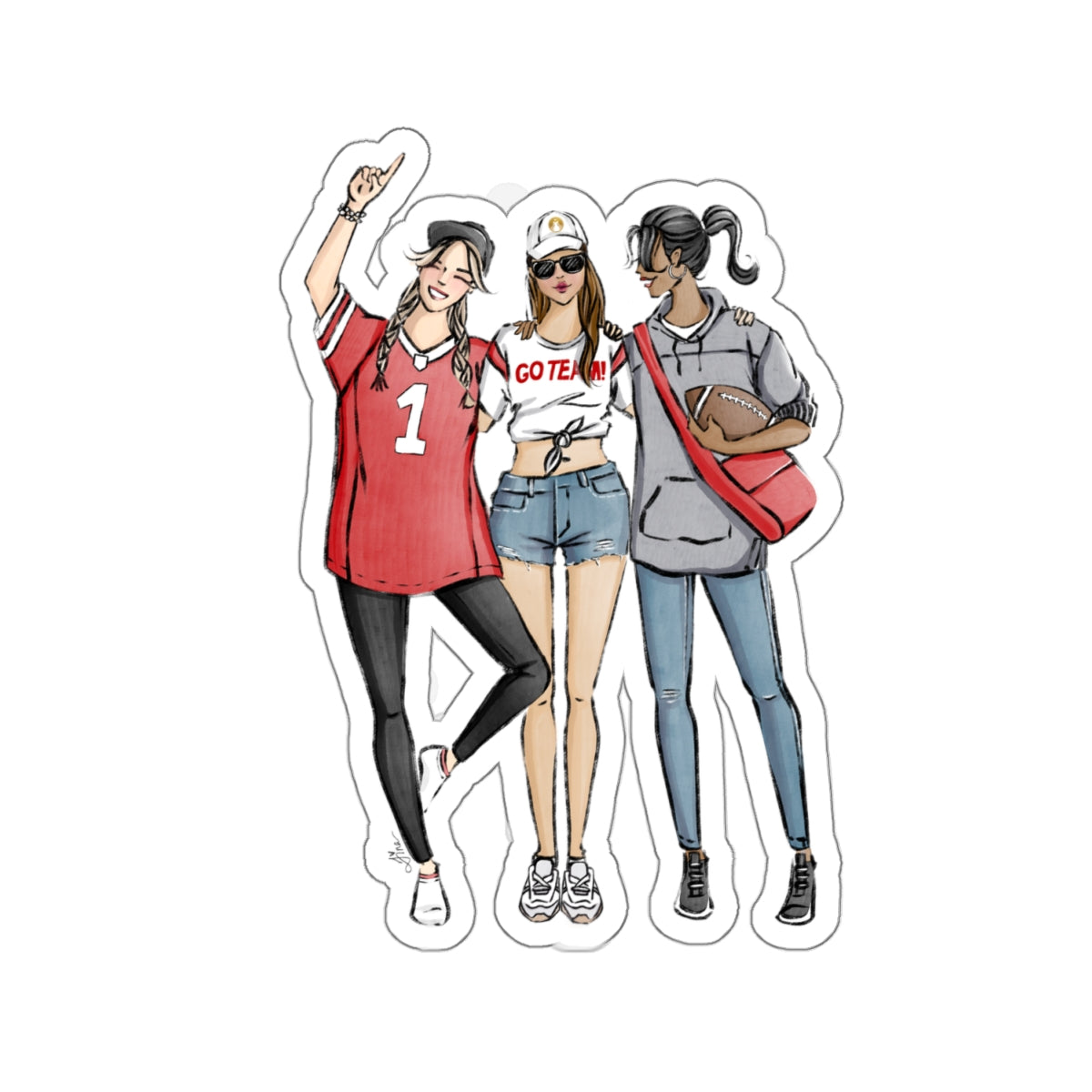 Keepsake Couture Fashion Illustrated Game Day Kiss-Cut Stickers - RED TEAMS