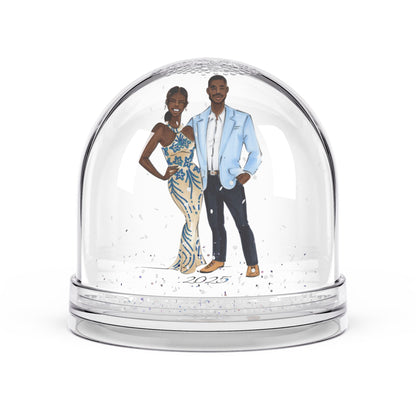 Custom Fashion Illustrated Couple Snow Globe Personalized Keepsake Gift