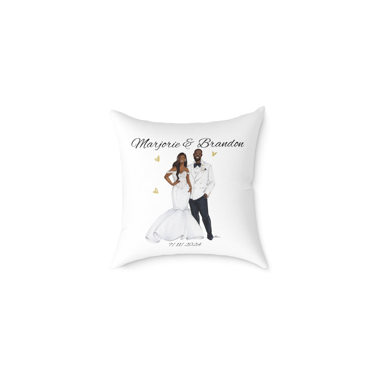 Marjorie & Brandon Custom Illustrated Wedding Pillow