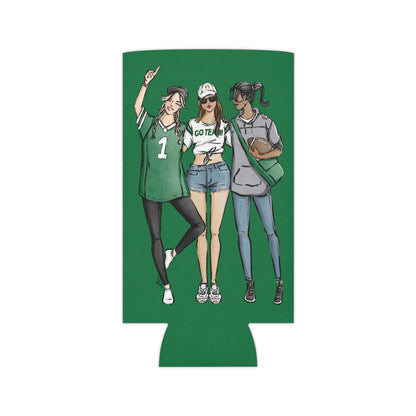 Keepsake Couture Fashion Illustrated Game Day Slim Can Cooler - GREEN TEAMS