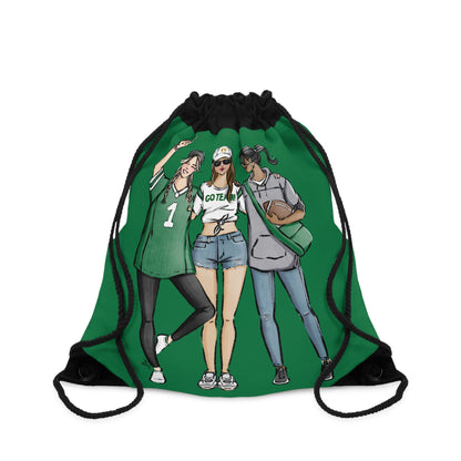 Keepsake Couture Fashion Illustrated Game Day Drawstring Bag - GREEN TEAMS