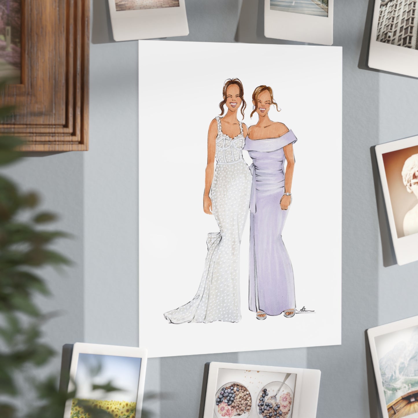 Megan & Nancy Wedding Illustration Unframed Print