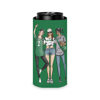 Keepsake Couture Fashion Illustrated Game Day Slim Can Cooler - GREEN TEAMS