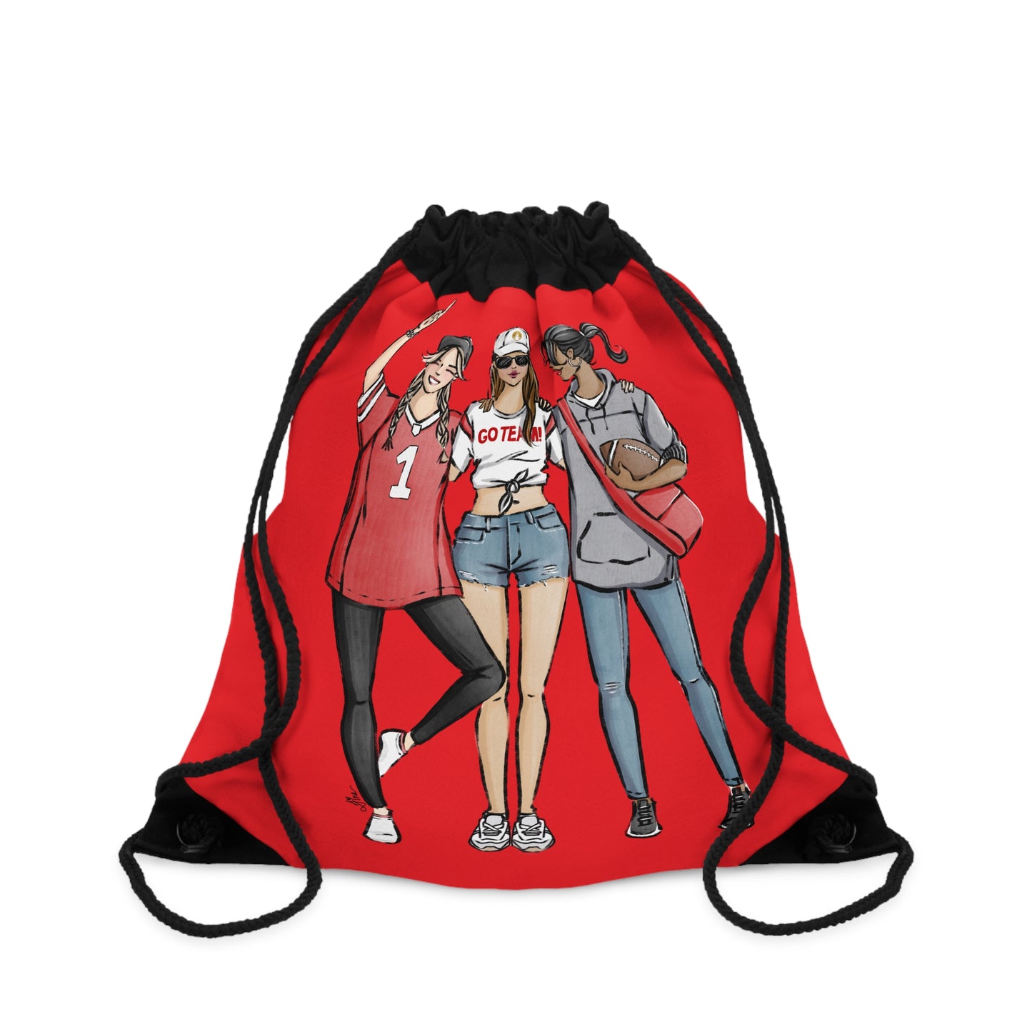 Keepsake Couture Fashion Illustrated Game Day Drawstring Bag - RED TEAMS