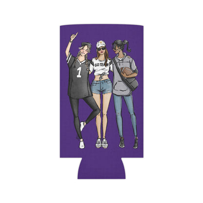 Keepsake Couture Fashion Illustrated Game Day Slim Can Cooler - PURPLE TEAMS