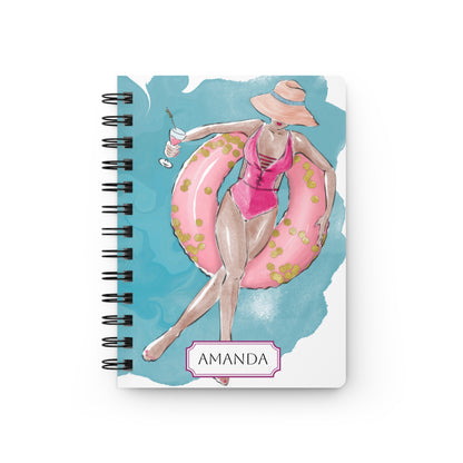Keepsake Couture Personalizable Cocktail Hour Fashion Illustrated Spiral Bound Notebook Journal
