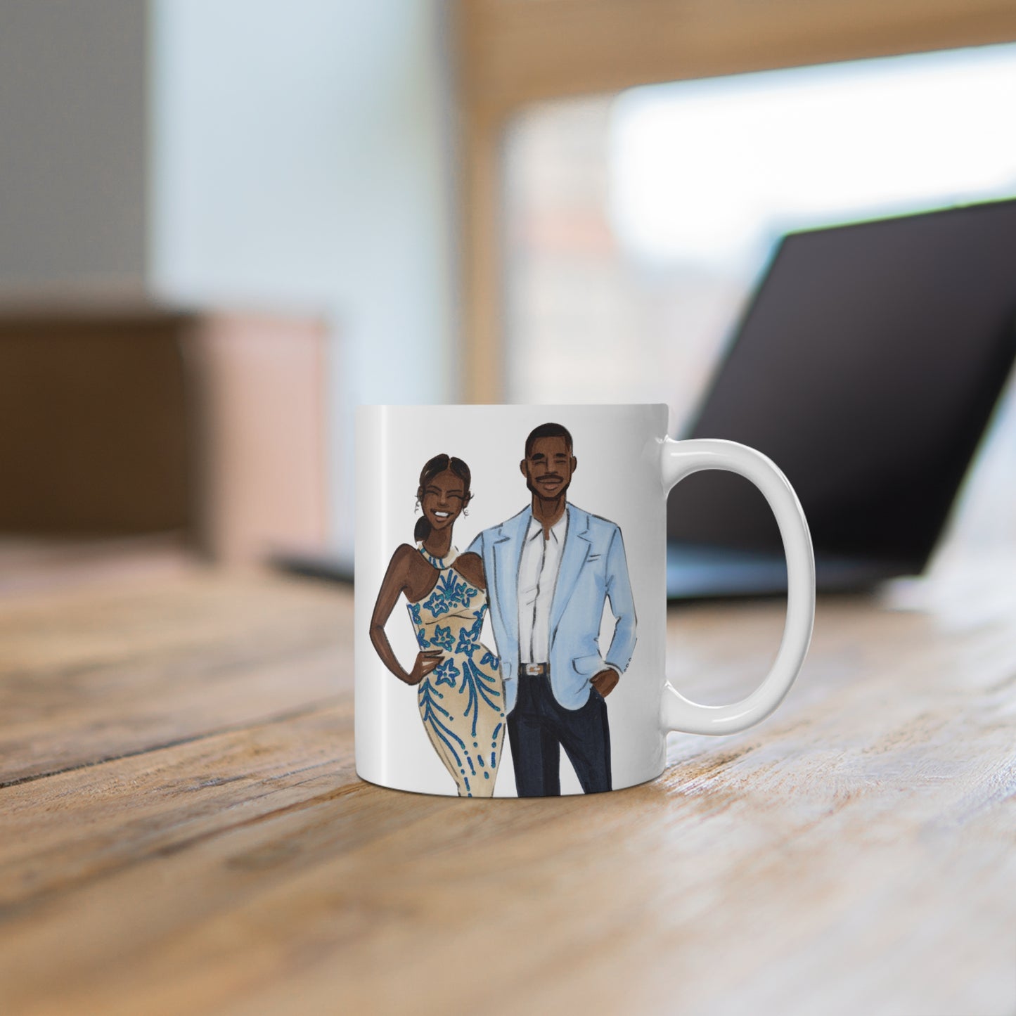 Custom Fashion Illustrated Mug with Personalized Name & Event Date (11oz)