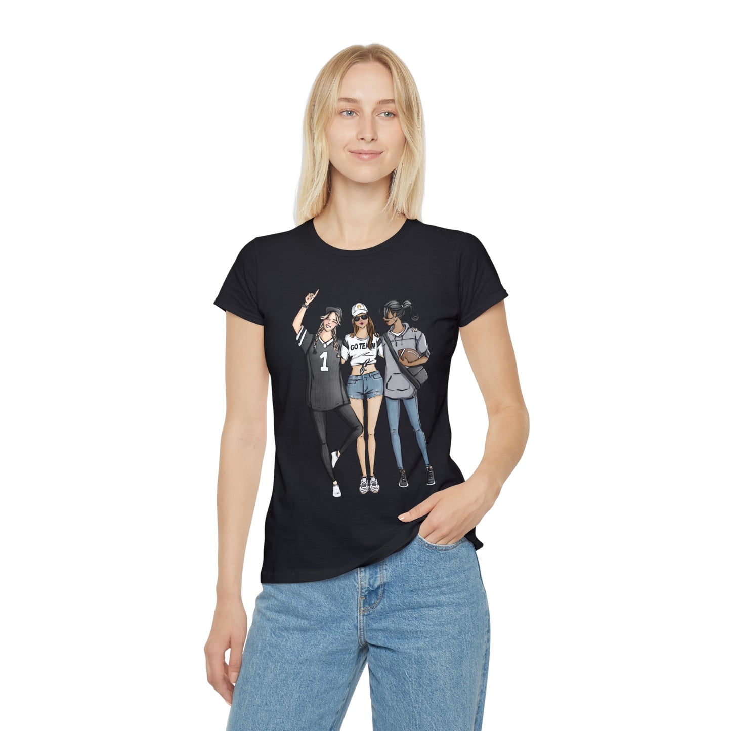 Keepsake Couture Fashion Illustrated Game Day T-Shirt - BLACK TEAMS