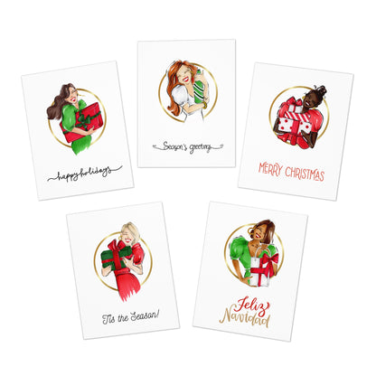 Fashion Illustrated Holiday Greeting Cards (5-Pack)