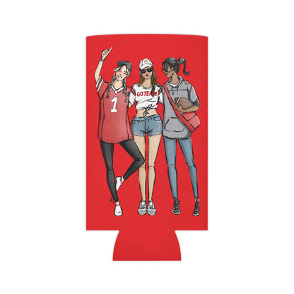 Keepsake Couture Fashion Illustrated Game Day Slim Can Cooler - RED TEAMS