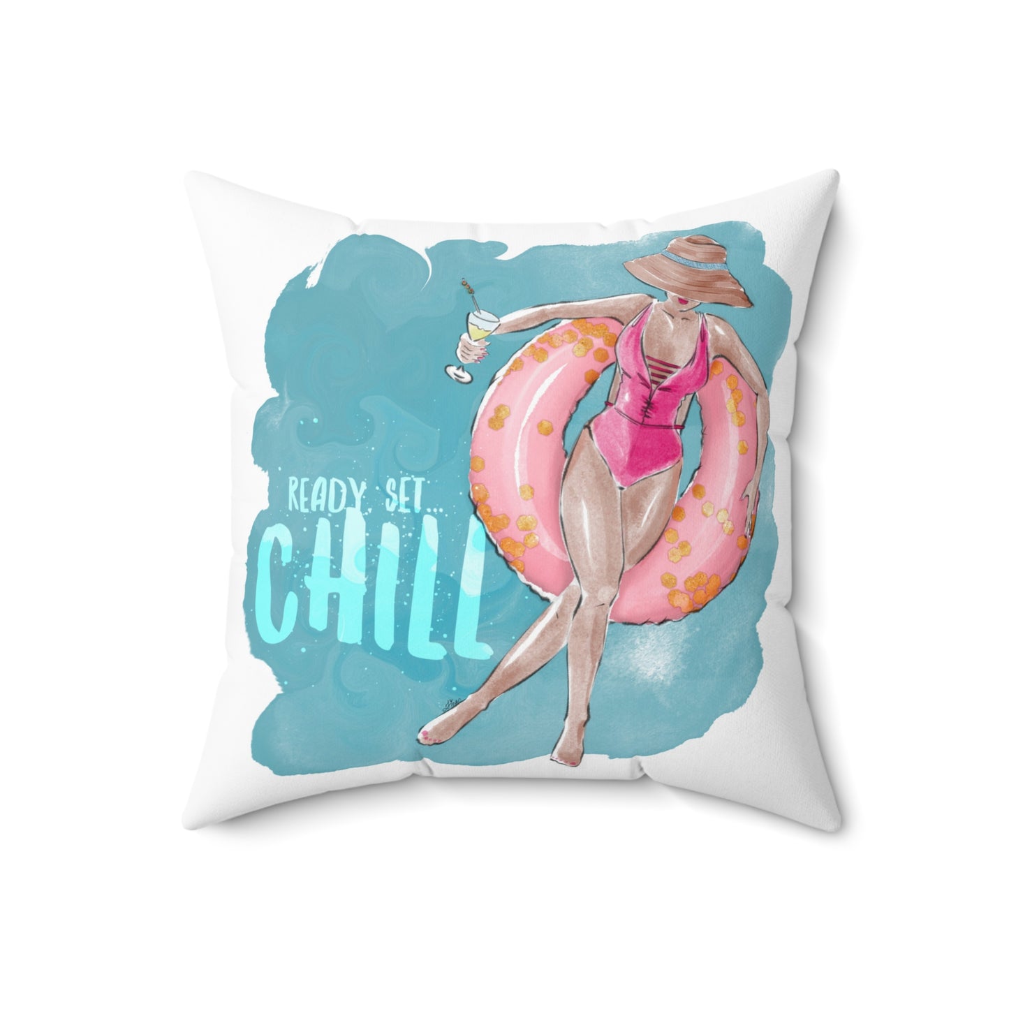 Keepsake Couture Cocktail Hour Fashion Illustration Square Pillow