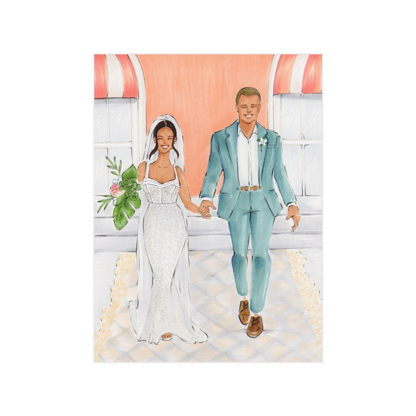 Megan & Nick's Wedding Illustration Unframed Print