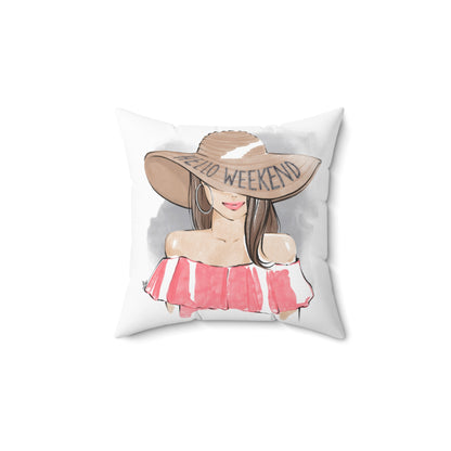 Hello Weekend Fashion Illustrated Pillow