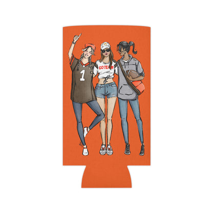 Keepsake Couture Fashion Illustrated Game Day Slim Can Cooler - BROWN & ORANGE TEAMS