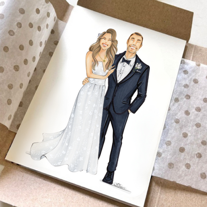 Custom Bride & Groom Fashion Illustration (Unframed)