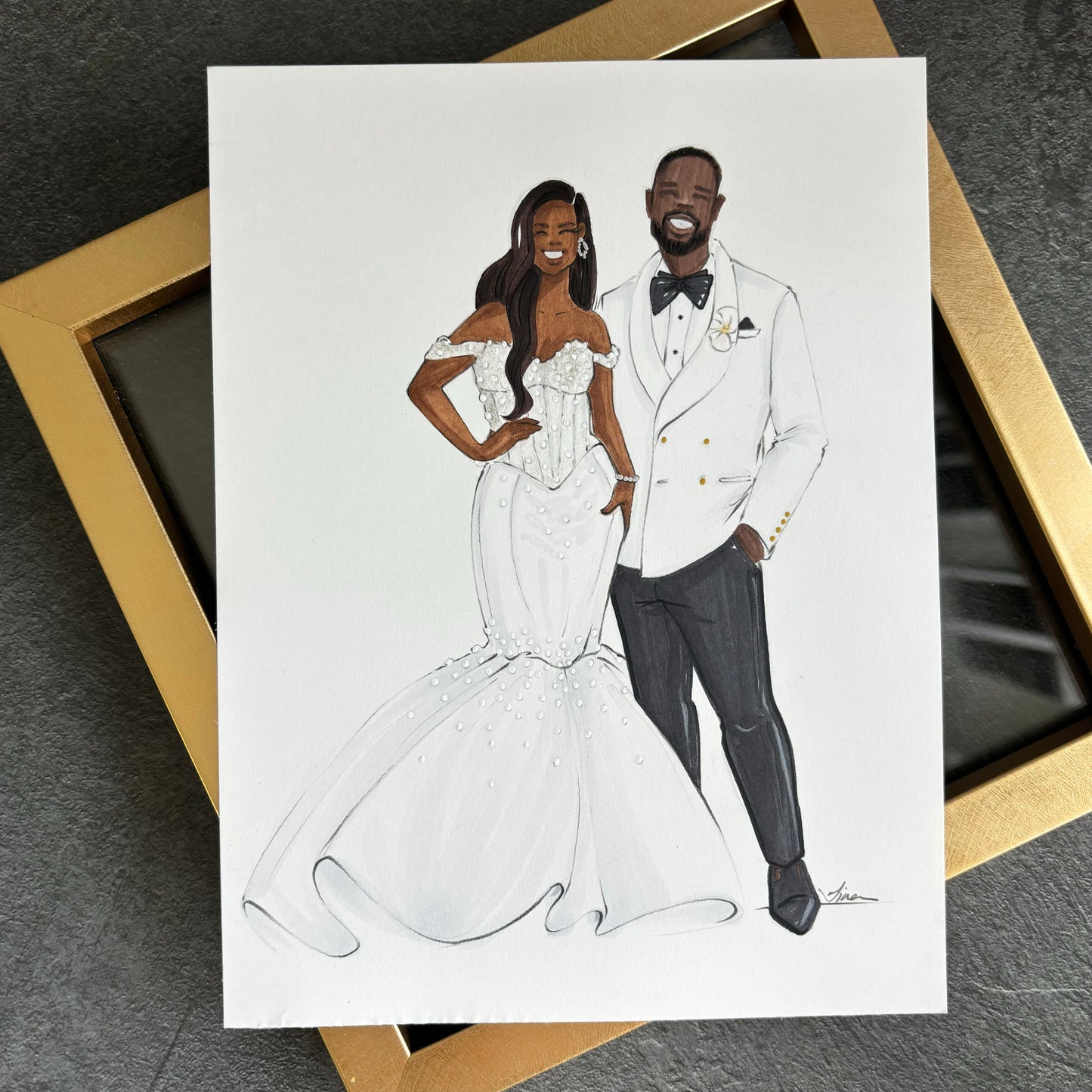 Bride & Groom Custom Fashion Illustration