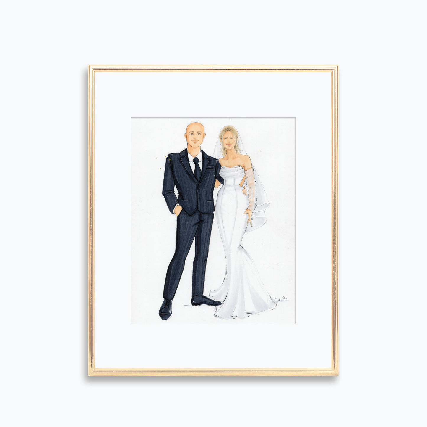 Bride & Groom Custom Fashion Illustration