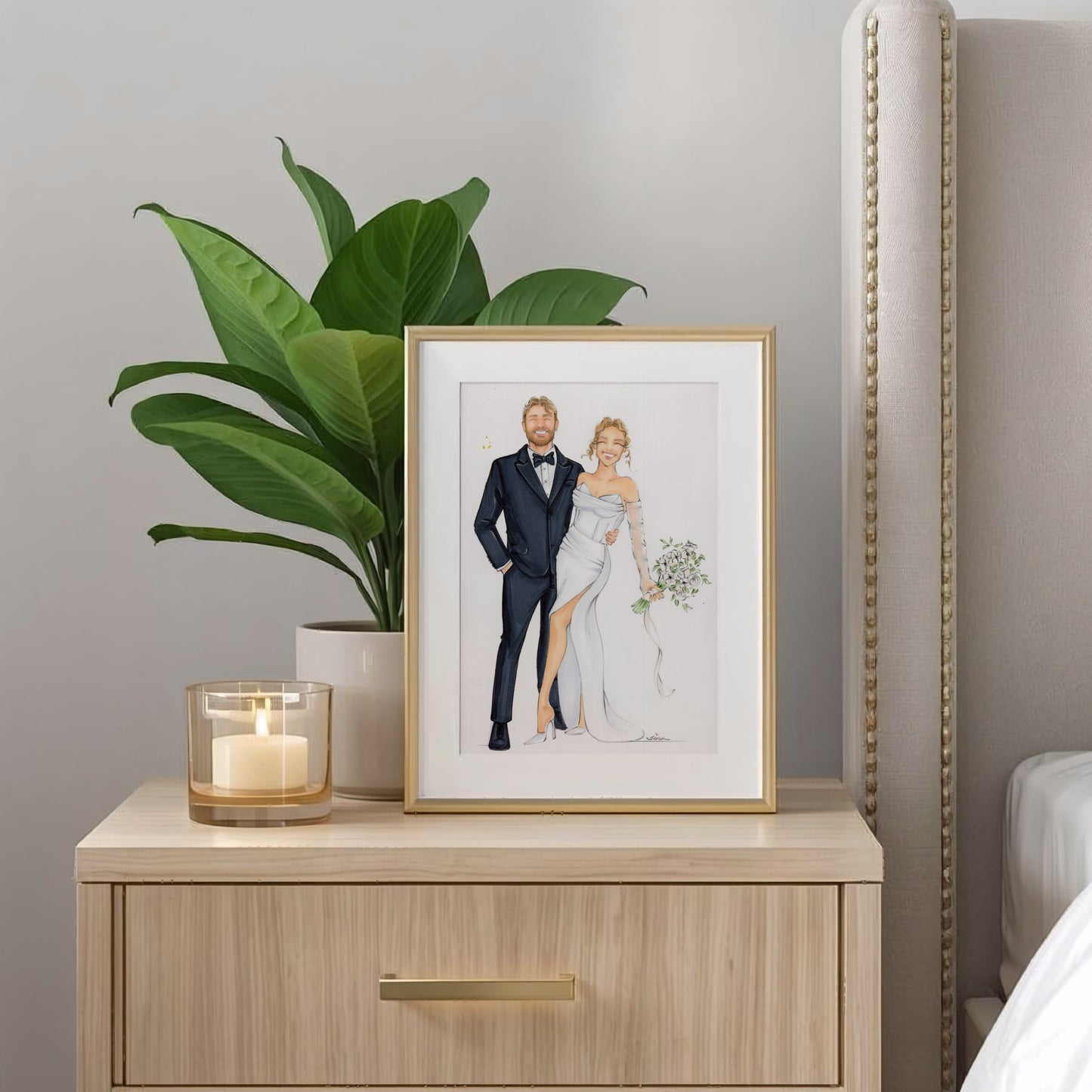 Custom Bride & Groom Fashion Illustration (Unframed)