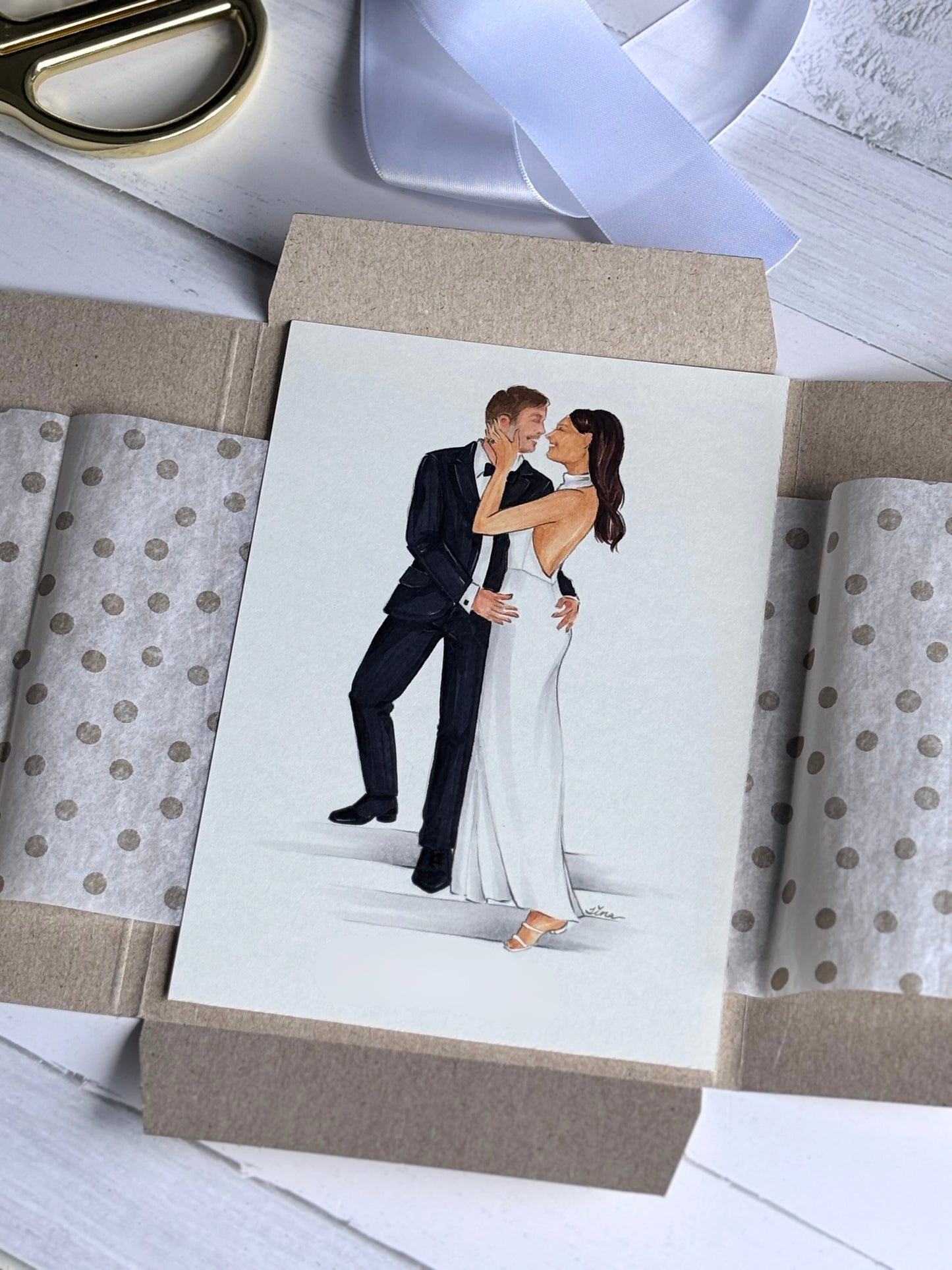 Keepsake Couture Custom Bride & Groom Illustration (5"x7" Unframed)