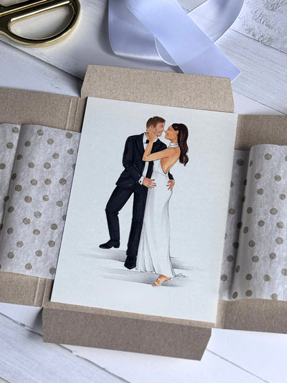 Keepsake Couture Custom Bride & Groom Illustration (5"x7" Unframed)