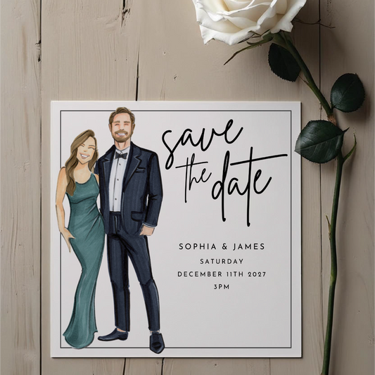 Custom Illustrated Save the Date Cards