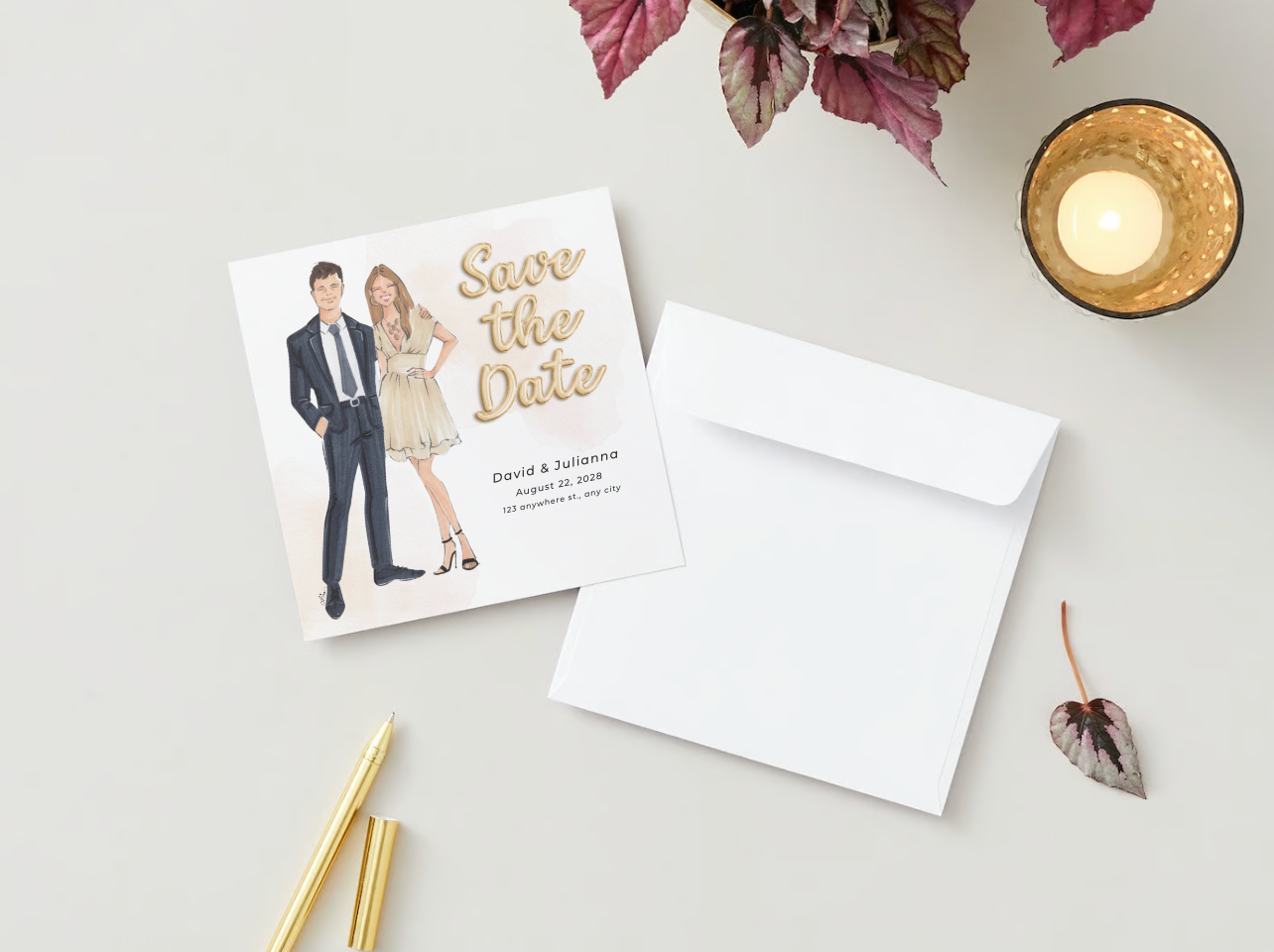 Custom Illustrated Save the Date Cards