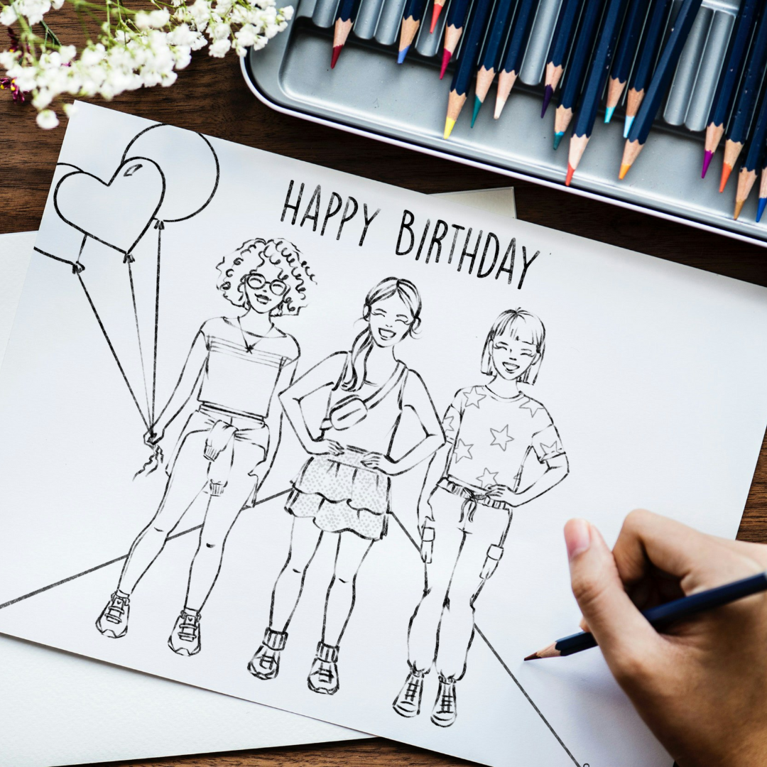 Free Downloadable Girls Fashion Birthday Coloring Sheet