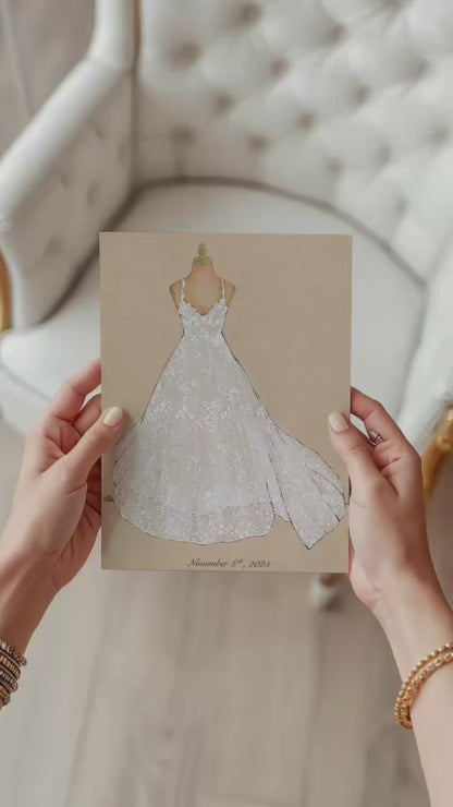 Custom Wedding Gown Dress Form Fashion Illustration (Unframed)
