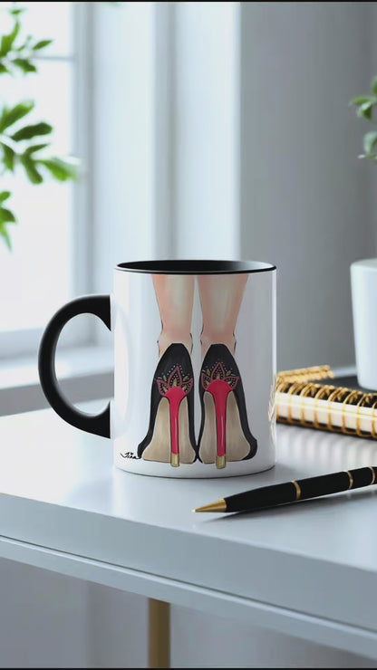 Coffee Mug with Fashion Illustrated High Heel Shoes, Fashion Mug, Gift for Her, Shoe Lover