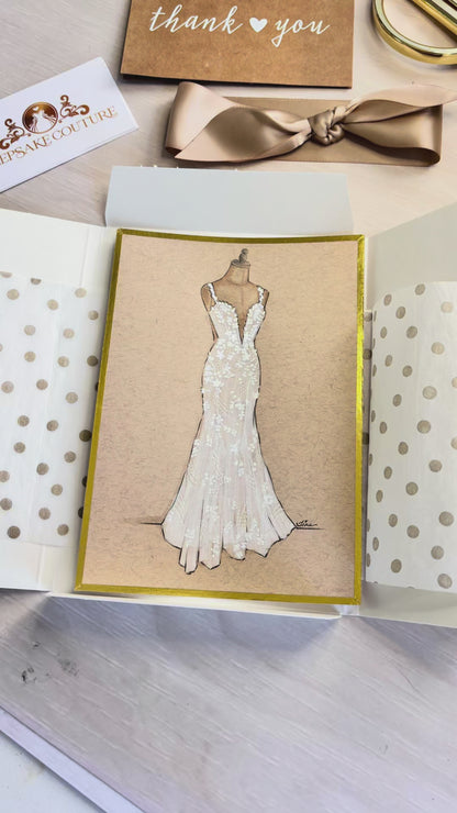 Custom Wedding Gown Dress Form Illustration (Unframed)