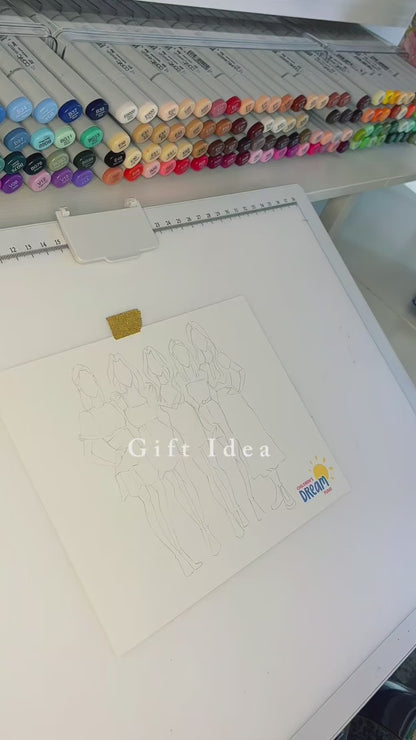 Keepsake Couture Custom Bridal Party Fashion Illustration