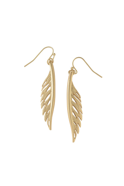 Feather Earrings in Matte Gold