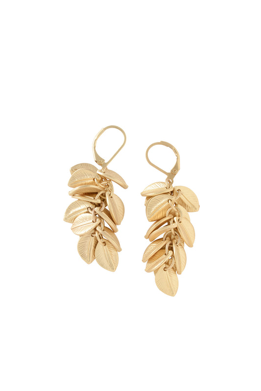 Palm Cluster Earrings in Matte Gold