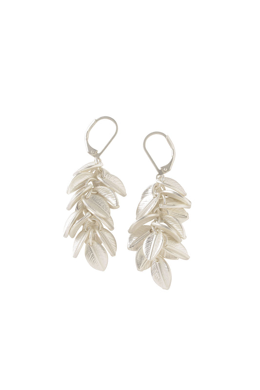 Palm Cluster Earrings in Matte Silver