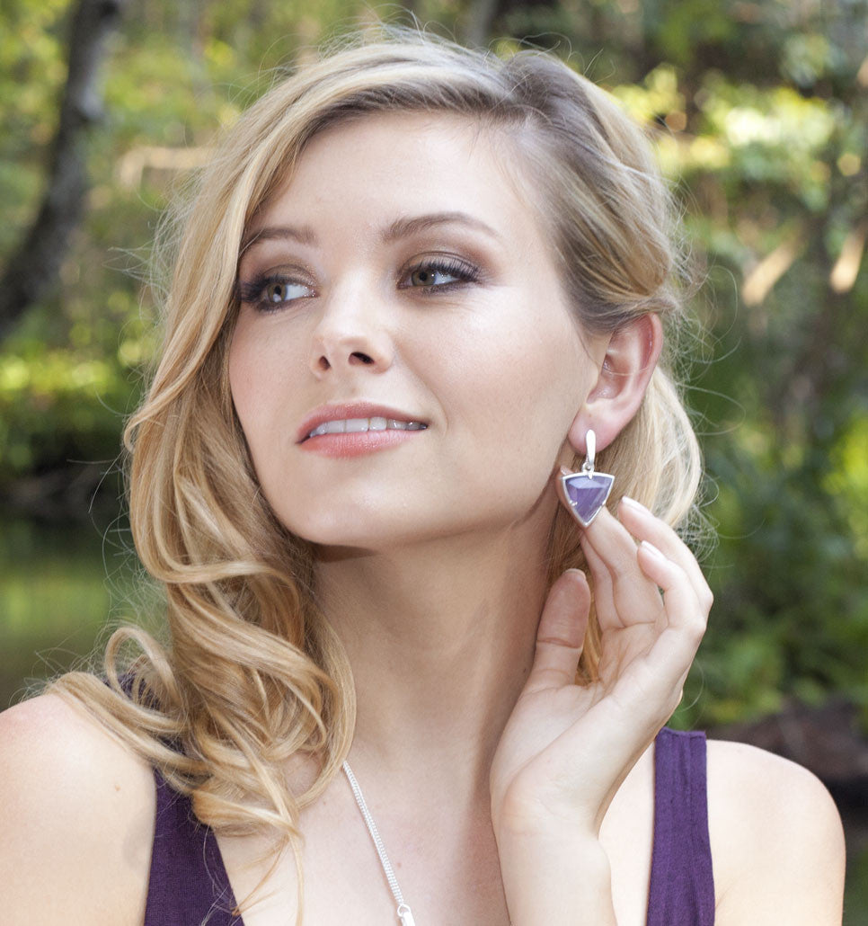 Reversible Trillion Earrings in Amethyst